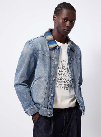Scotch & Soda Mens Colourful-collar Western jean jacket