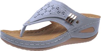 Generic Breathable Mesh Sports Sandals with Non Sole 2024 New Womens Thick Flops Heel Slippers Cute Animal Slippers for Women (Light Blue, 7.5)