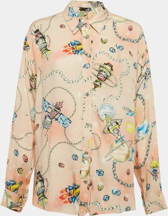 Love Moschino Multicolor Viscose Button Front Oversized Shirt
