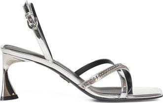 Stella McCartney Elsa Metallic Sleehak Sandalen - Dames - Sandalen met hakken - Grijs - 37 EU - Schoenen
