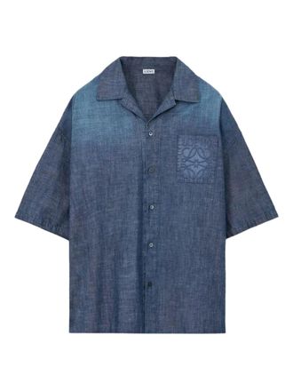 Loewe embroidered-pocket short-sleeve shirt - men - Cotton - 54 - Blue