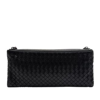 Bottega Veneta Pre-owned Clutches, female, Black, Size: ONE SIZE Pre-owned Woven Nappa Leather Clutch
