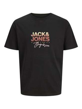 Jack & Jones Print-Shirt JACK & JONES JORCANGGU TEE SS CREW NECK FST, Herren, Gr. M, schwarz, Jersey, Obermaterial: 100% Baumwolle, bedruckt, regular fit taillenbe