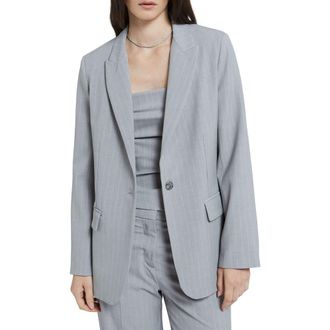 ottod'Ame One-Button Pinstriped Jacked in Grey at Nordstrom, Size 40 It