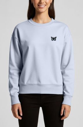 Dalix Butterfly Relaxed Fleece Crewneck Sweatshirt in Powder at Nordstrom, Size Xx-Large