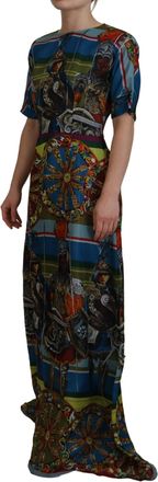Dolce & Gabbana Womens Sicily Print Silk Dress Multicolor