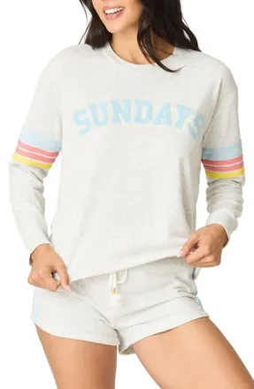 PJ Salvage Sunday Funday Pajama Sweatshirt in H Cloud at Nordstrom, Size X-Large