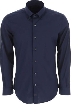 Fay Formal Shirt - Heren - Zakelijke Overhemden - Blauw - M - Katoen - Overhemden