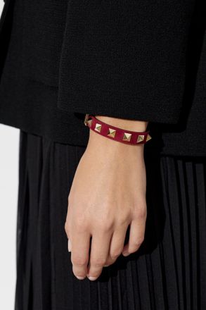Valentino Garavani Suede Bracelet With Studs, Womens, Burgundy