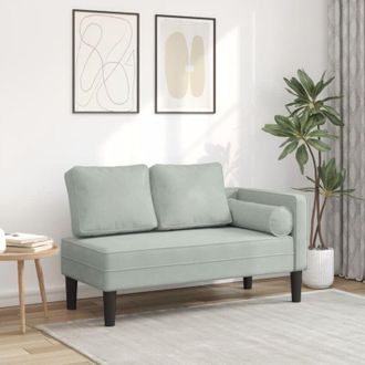 vidaXL Vidaxl - Chaise Longue con Cuscini Grigio Chiaro in Velluto
