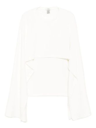 GOEN.J ribbed cape top - women - Spandex/Elastane/Rayon/Polyester - M - Neutrals