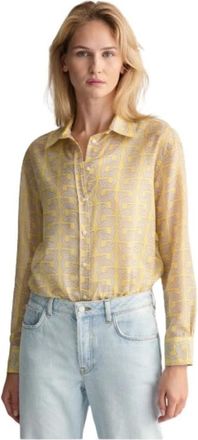 GANT Shirt met print - Dames - Overhemden - Veelkleurig - 2XL - Katoen - Overhemden