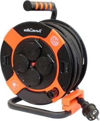 OEM Carrete De Cable De Extensi&oacute;n De 4 Tomas H05vv-f3g1.5, 25 M, Ip44, Naranja-negro / 24630