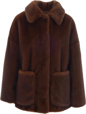 Herno Jassen, Dames, Bruin, L, Katoen, Zachte Faux Fur Bomber