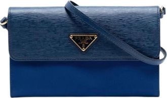 Prada Pre-owned Cross Body Bags, female, Blue, Size: ONE SIZE Pre-owned Wallet on Strap