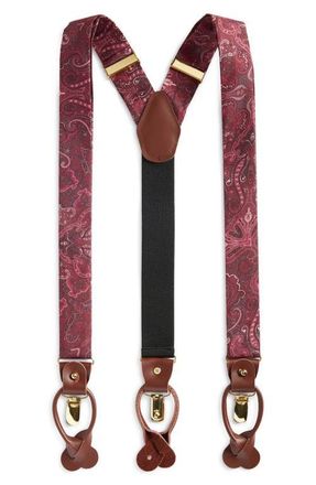 Clifton Wilson Burgundy Paisley Silk Suspenders at Nordstrom