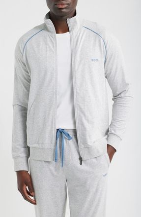 BOSS Mix Match Cotton Jersey Full Zip Jacket in Light/pastel Grey at Nordstrom, Size Xx-Large