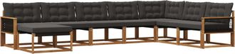 vidaXL Conjunto De Sof&aacute;s De Exterior 8 Uds. Natural Y Negro Vidaxl