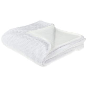 Beliani Manta De Poli&eacute;ster Blanco 200 X 220 Cm Colcha Cubrecama Pelo Suave Accesorio Bjas