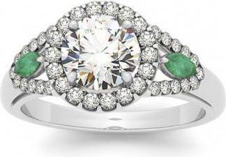 Allurez Lab Grown Diamond & Marquise Lab Emerald Engagement Ring 14k White Gold (1.59ct)