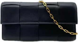 Bottega Veneta Black Leather Chain/Shoulder Wallet (Pre-Owned)