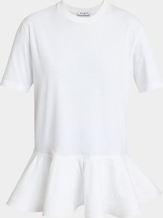 Alaia Short-Sleeve Peplum T-Shirt