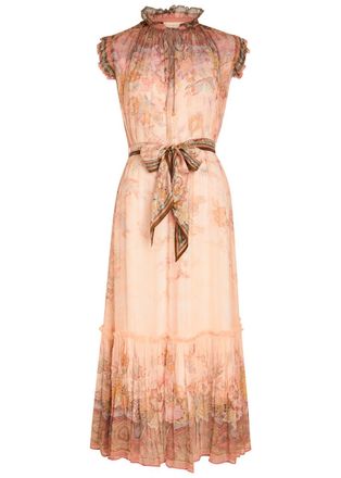 Zimmermann Alchemy Belted Paisley-print Chiffon Midi Dress - Pink - 1 (UK 10 / S)