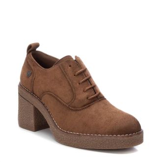 Xti Womens Suede Heeled Oxfords In Camel