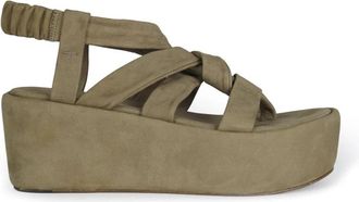 Cortana Mosgroene Platformsandaal - Dames - Sleehakken - Groen - 39 EU - Leer - Schoenen