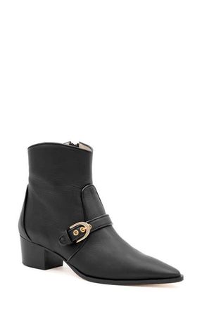 Amalfi By Rangoni Plotina Pointed Toe Bootie in Nero Vapor Gold Buckle at Nordstrom, Size 6.5