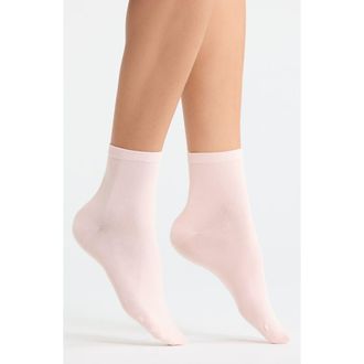 Nordstrom Everyday Low Flat Knit Crew Socks in Pink Wisp at Nordstrom, Size 9-11