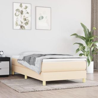 vidaXL Cama Box Spring Con Colch&oacute;n Tela Color Crema 90x200 Cm Vidaxl
