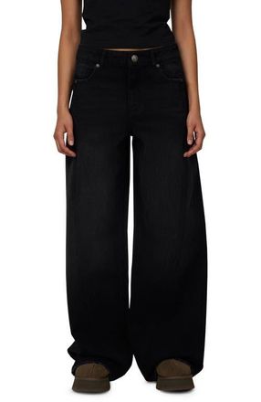 Good For Nothing Baggy Vintage Wash Seam Denim Jeans in Black at Nordstrom, Size 10 Uk
