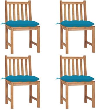 vidaXL Sillas De Jard&iacute;n 4 Unidades Madera Maciza De Teca Con Cojines Vidaxl