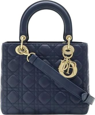 Dior Pre-owned Lady Dior Cannage Leather Handbag - Dames - Vintage Handtas - Blauw - ONE Size - Leer - Vintage