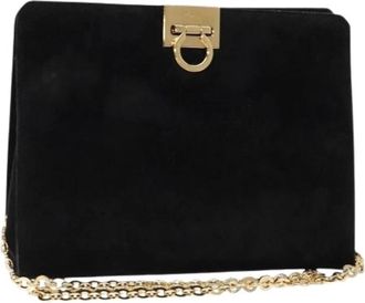 Ferragamo Pre-owned Suede Schoudertas - Dames - Vintage Clutch - Zwart - ONE Size - Leer - Vintage