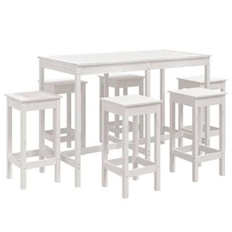 Berkfield Home 7 Piece Garden Bar Set White Solid Wood Pine