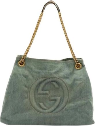 Gucci Pre-owned Denim Shoulder Bag - Dames - Vintage Schoudertas - Blauw - ONE Size - Denim - Vintage