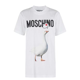 Moschino T-Shirts, female, White, Size: M Duck T-shirt