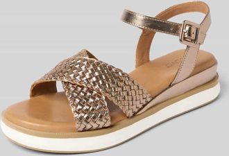 Inuovo Sandalette aus Leder in Flecht-Optik in Metallic Braun, Größe 39