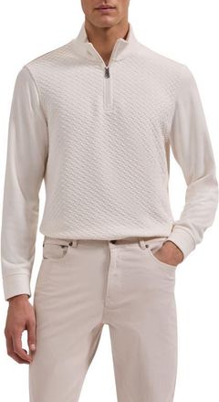 Bugatchi Quarter Zip Sweatshirt in Chalk at Nordstrom, Size Xx-Large