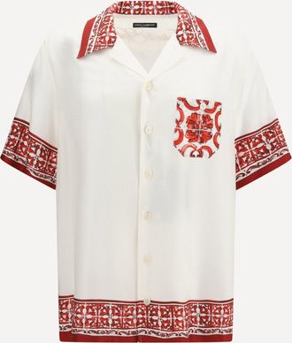 Dolce & Gabbana Hawaii Shirt in jacquard twill with majolica print Male 41