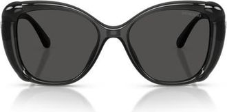 Swarovski 53mm Butterfly Sunglasses in Dark Grey /Dark Grey at Nordstrom