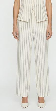 Vero Moda Miona Stripe Straight Leg Pants in Snow White W. China Blue at Nordstrom Rack, Size 10 Us / 42 Eu