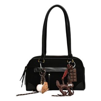 Generic LITTLECANDLE Suede Shoulder Bags for Women Retro Boston Handbag Retro Solid Color Suede Handbag Bowler Bag Purse Crossbody Handbags for Shopping Work 