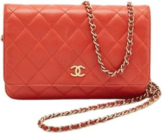 Chanel Pre-owned Wallet on Chain - Dames - Vintage Schoudertas - Oranje - ONE Size - Leer - Vintage