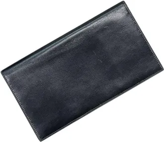 Herm&egrave;s Black Leather Long Wallet (Bi-Fold) (Pre-Owned)