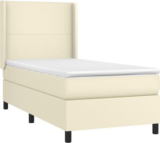 vidaXL Vidaxl - Cama Box Spring Y Colch&oacute;n Led Cuero Sint&eacute;tico Crema 90x200 Cm