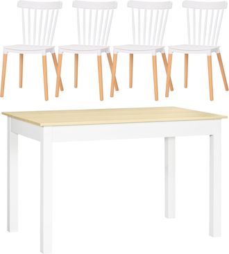 HOMCOM Homcom - Conjunto De Comedor 5 Piezas Juego De 1 Mesa Y 4 Sillas Con Respaldo Alto Estilo Moderno Para Cocina Restaurante 48x52,5x83 Cm 119x70x75 Cm