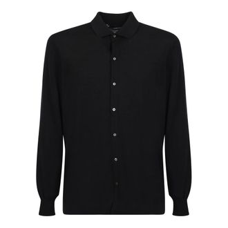 Lardini Casual Shirts, male, Black, L, Wool Shirt
